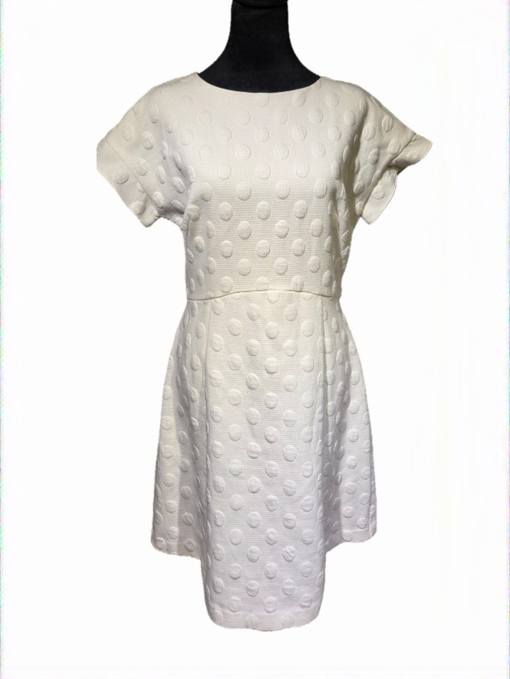 Boden Mollie Jacquard White Polka Dot Knit Midi Dress Sz 8 - Picture 3 of 9